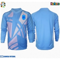 Camisa de Futebol Espanha Goleiro Equipamento Principal Europeu 2024 Manga Comprida